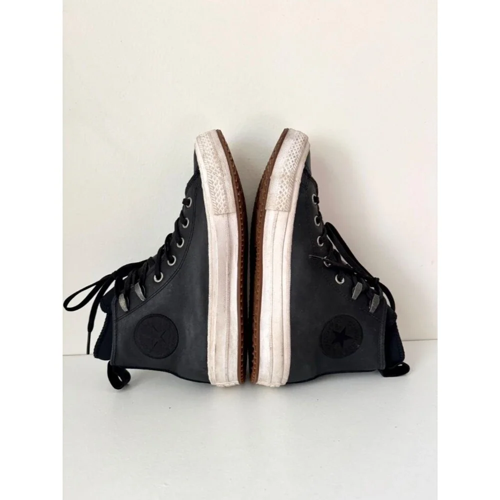 Converse Chuck Taylor All Star Waterproof Leather Boot High Top Black Women's 8